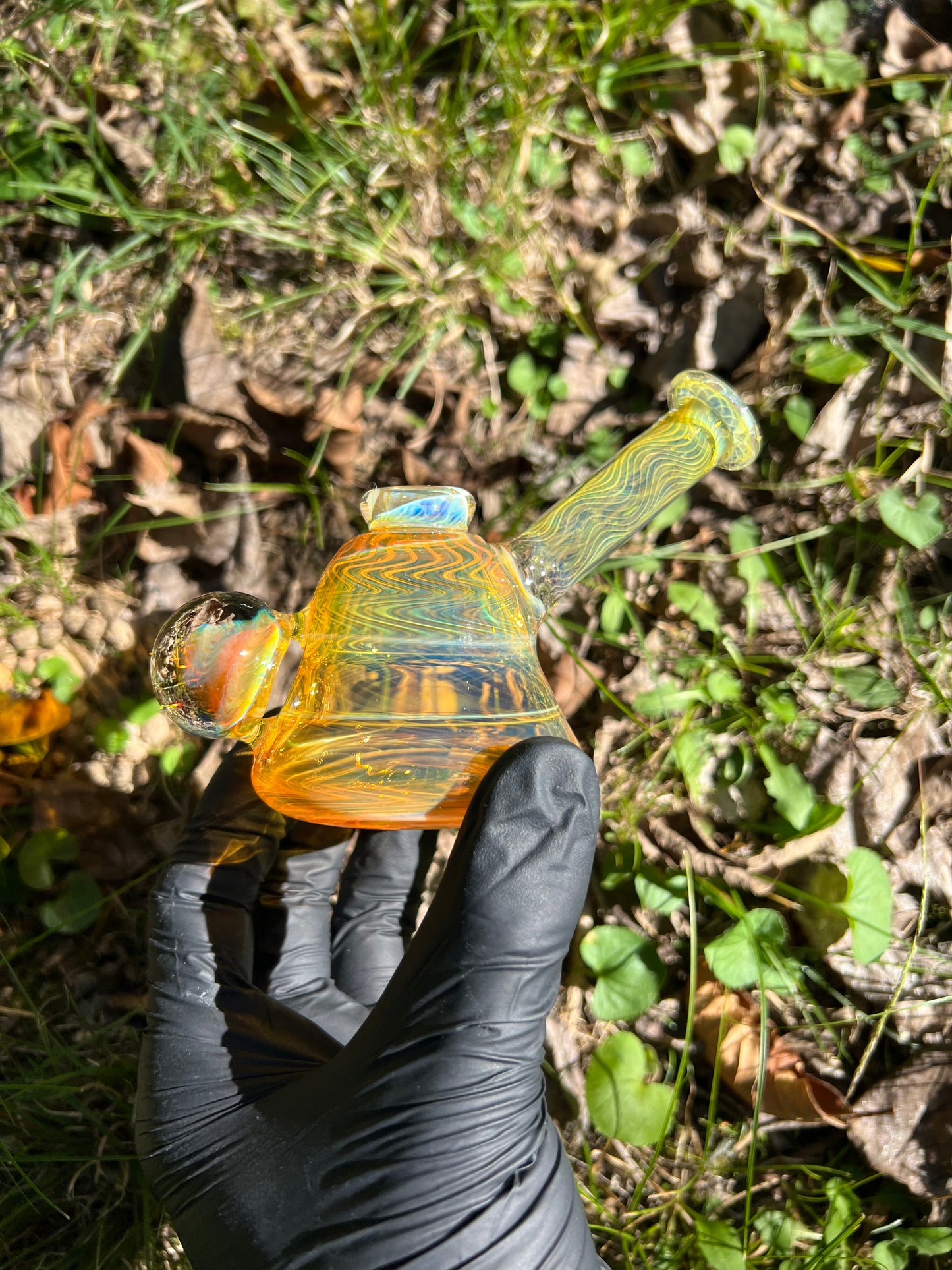 14mm dry rig w/marble - Full Silver fume