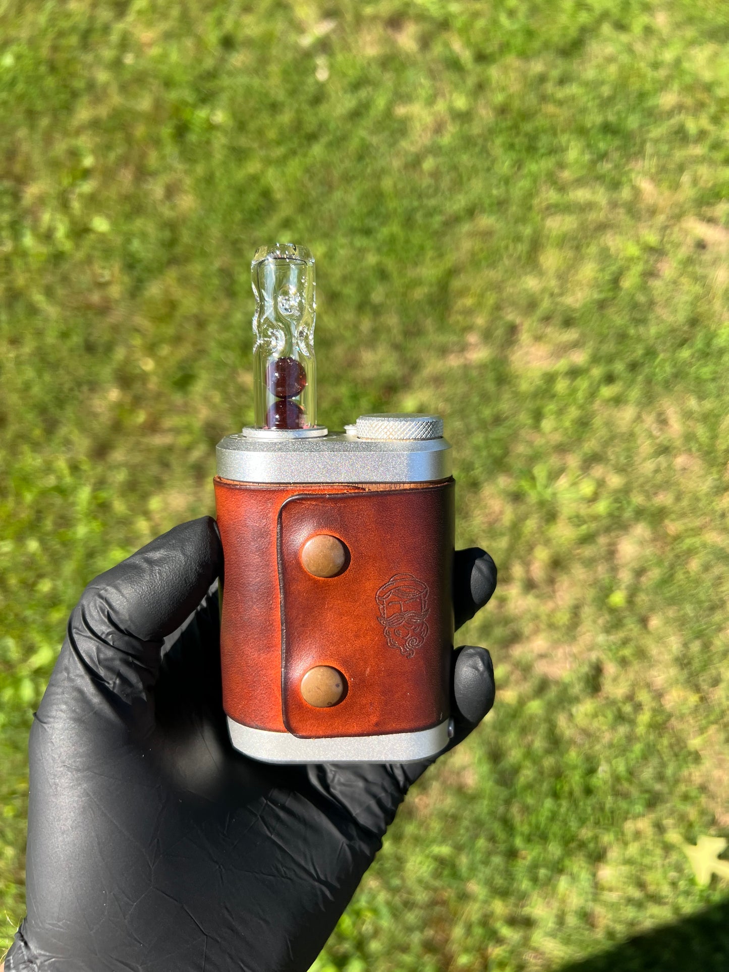 Tinymight Glass 3 Marble Stem w/dimpled mouthpiece - Transparent Phoenix