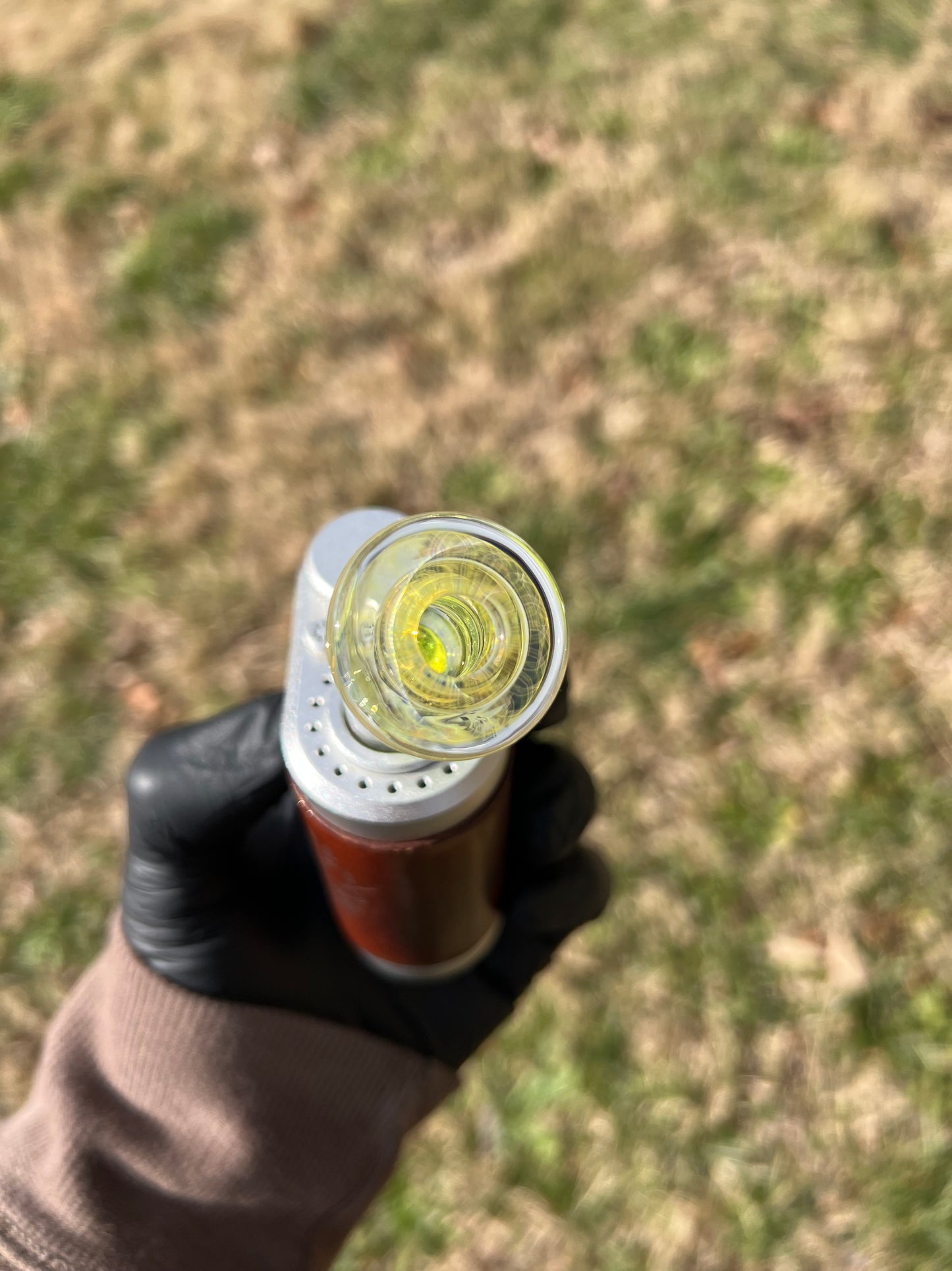 Tinymight Glass 4 Marble Stem implosion- Silver fume/ limeade