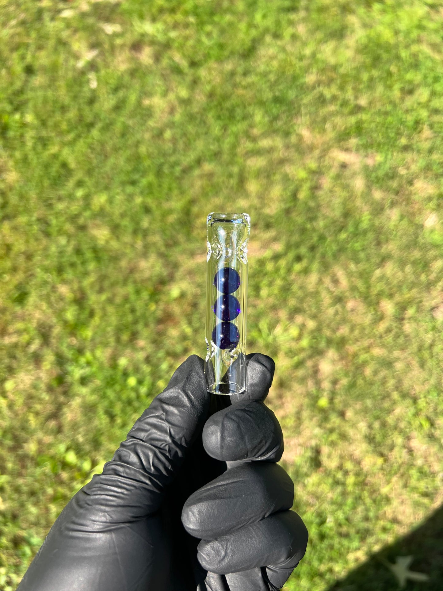 Tinymight Glass 3 Marble Stem w/dimpled mouthpiece - Cobalt #2