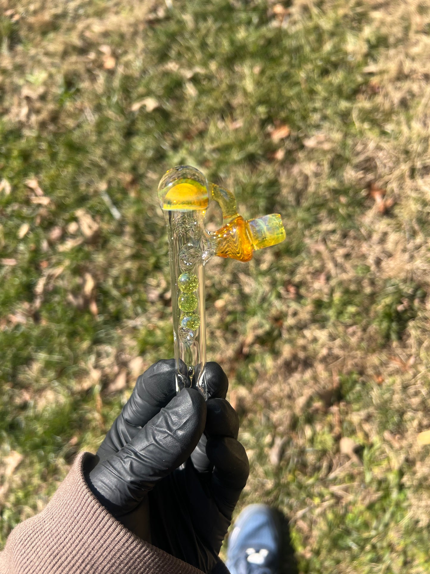 Toad Glass 3 Marble Implosion Stem - Limeade