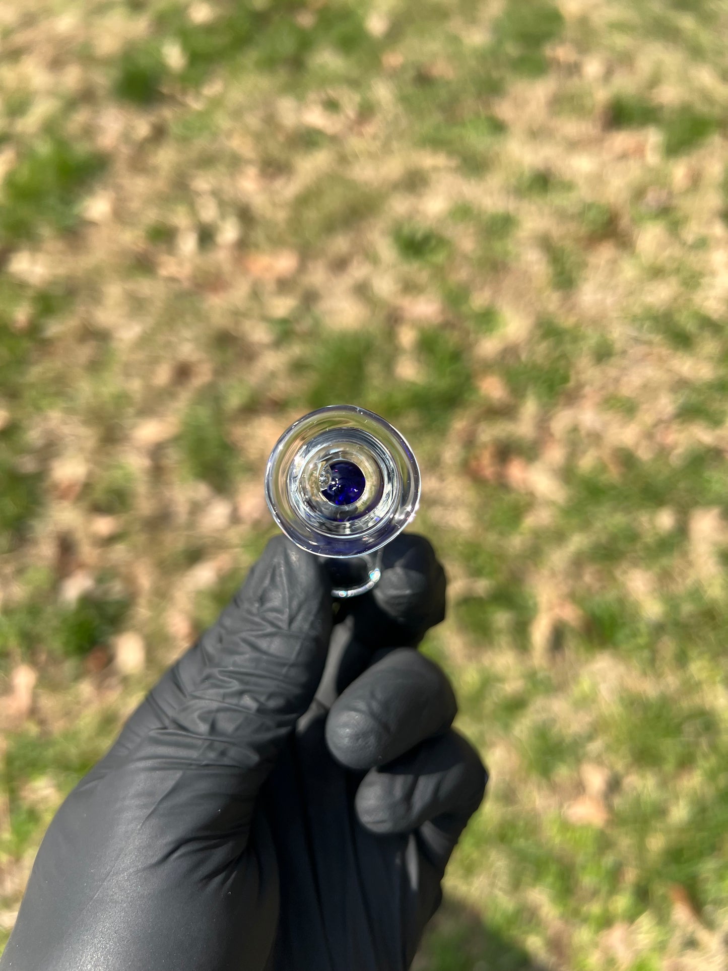 Frolic glass 3 marble curved stem - Cobalt