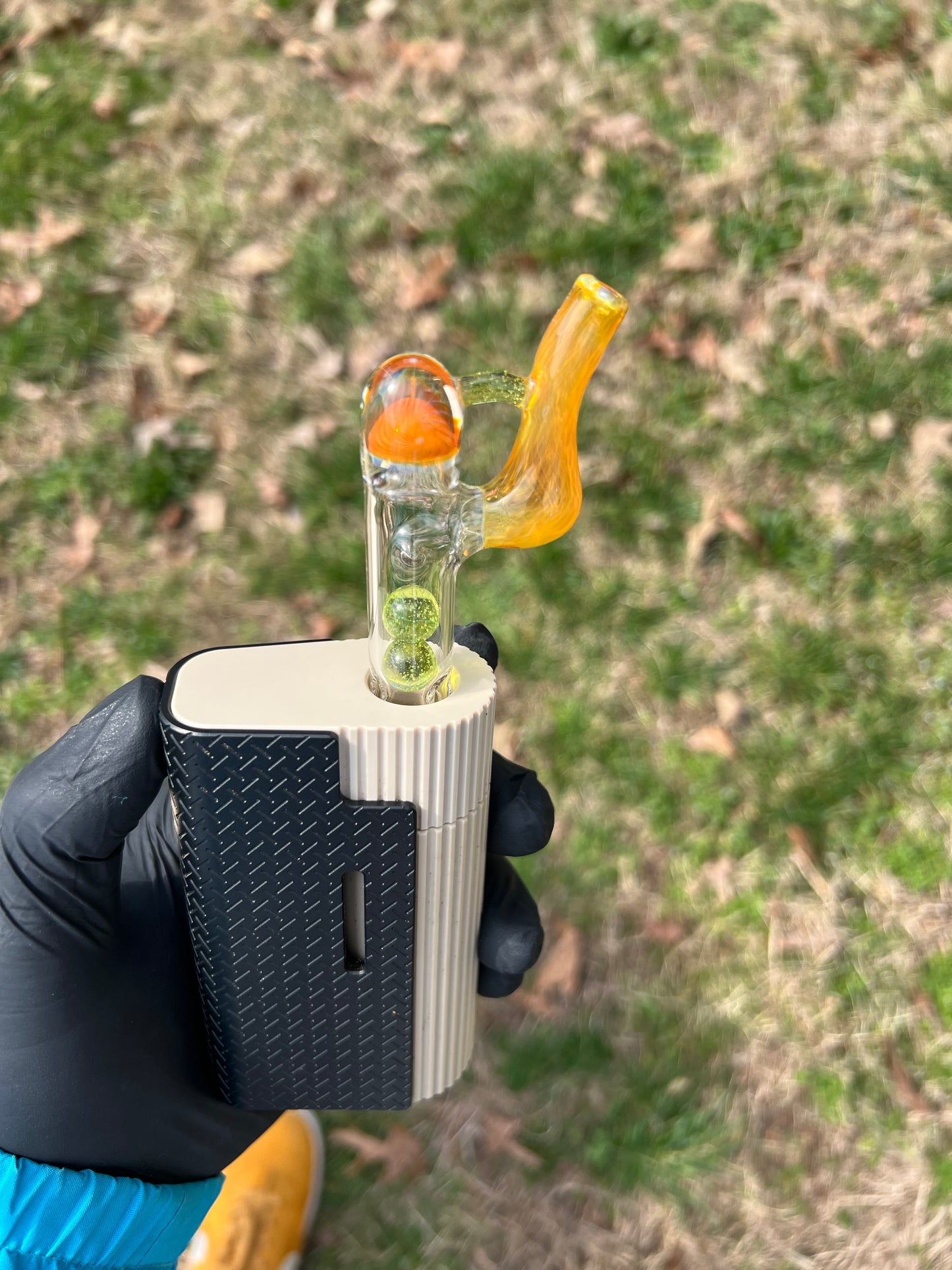 Frolic glass 2 marble implosion stem- Limeade