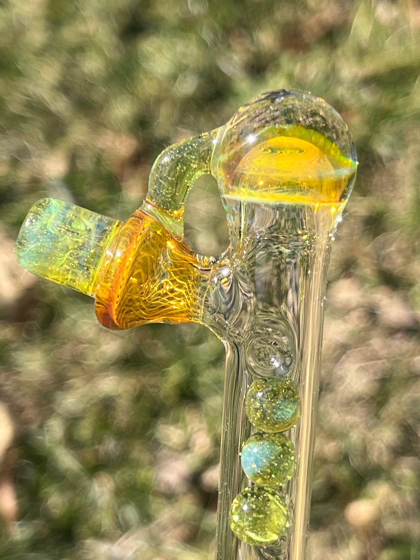 Toad Glass 3 Marble Implosion Stem - Limeade
