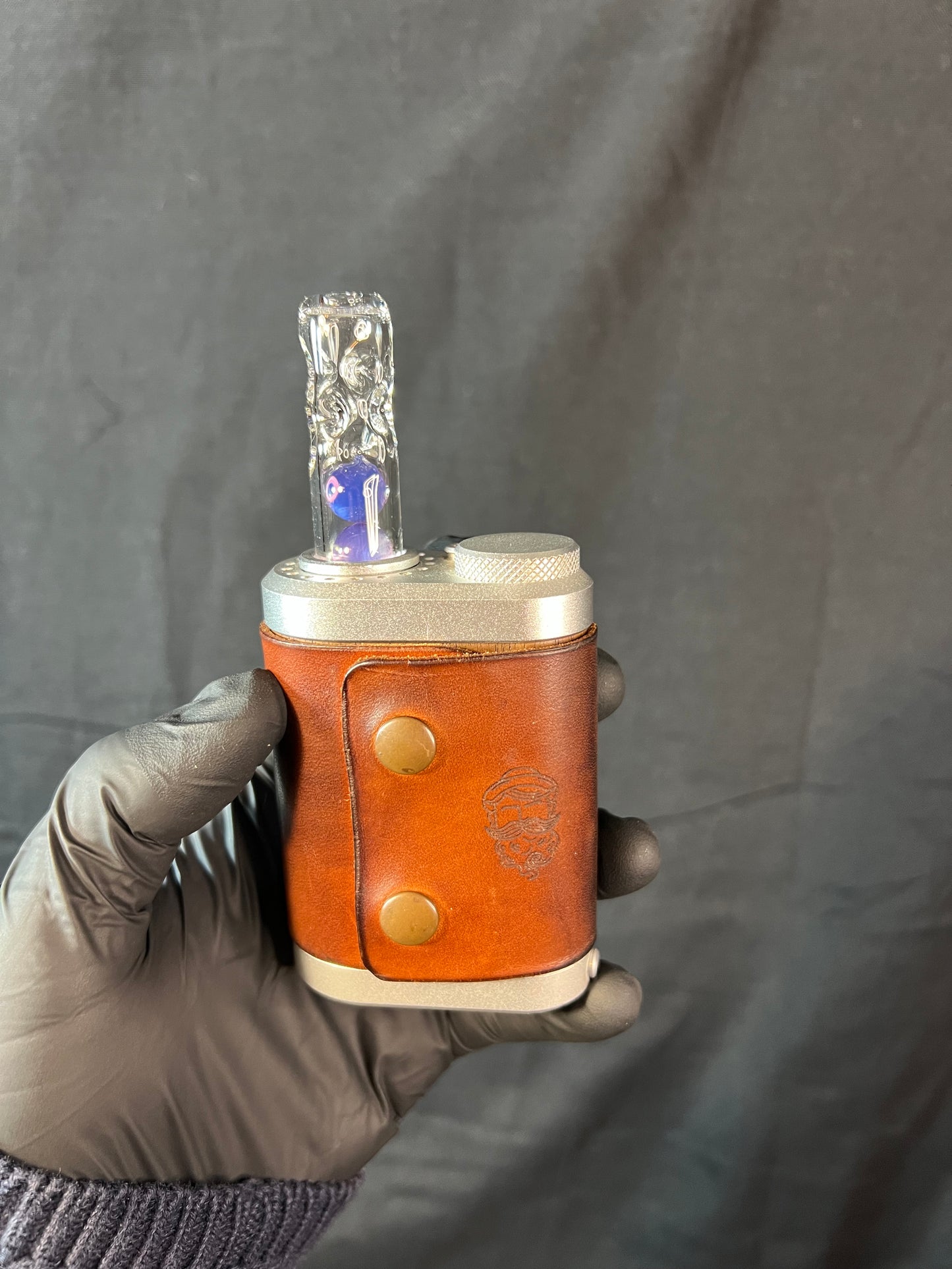 Tinymight Glass 3 Marble Stem w/dimpled mouthpiece - dense purple amethyst #2