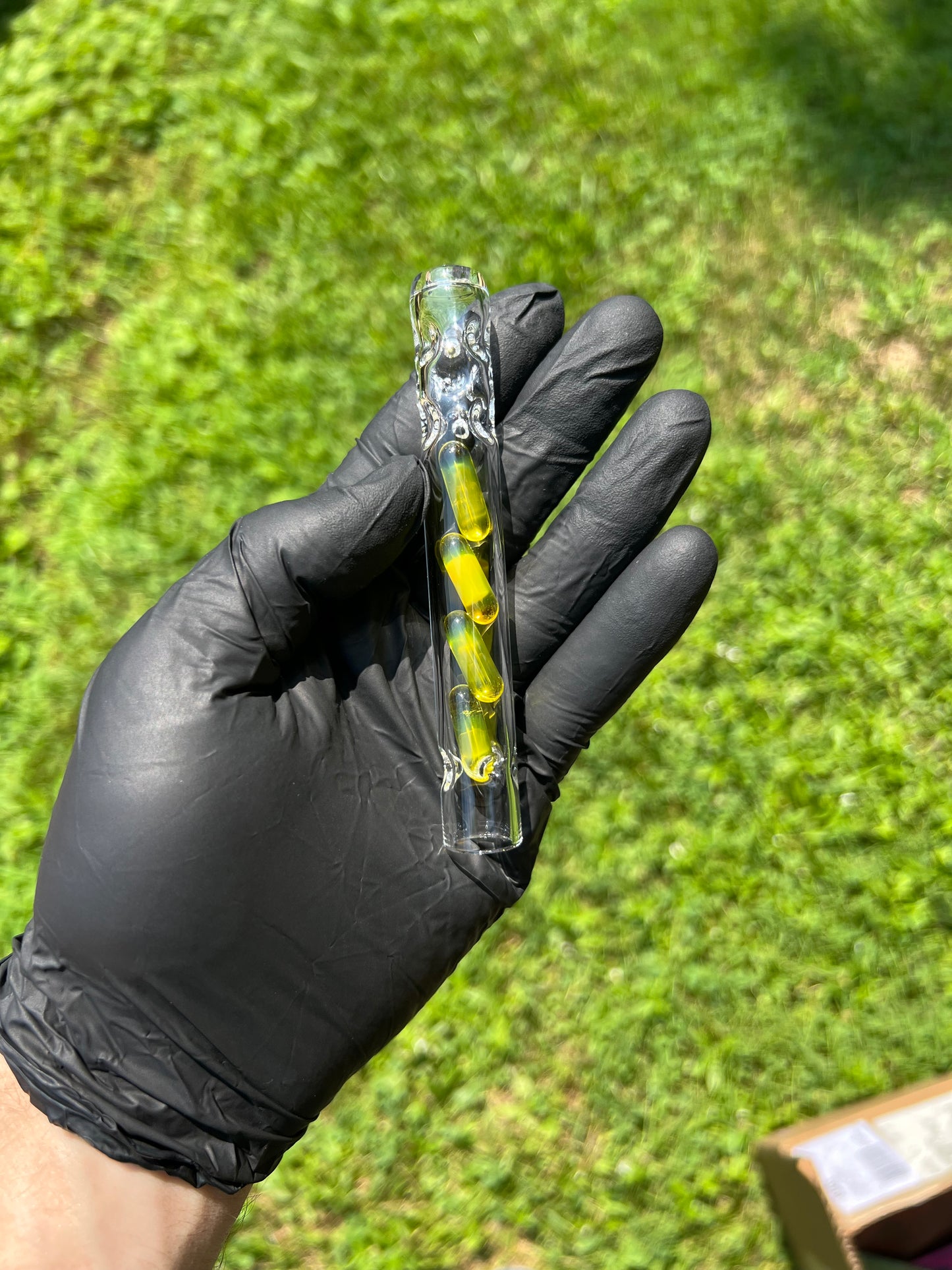 Tinymight Glass 4 Terp Pill Stem w/ dimpled mouthpiece - Yellow opal #2