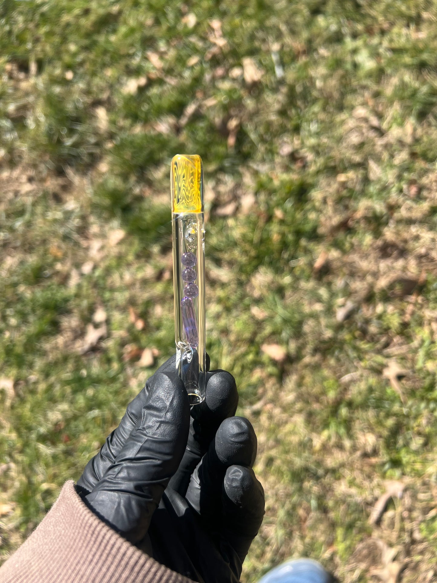 Firewood 11/ Dynavap Glass Terp Pill/ Marble Stem w/Fume MP- Dense Purple amethyst