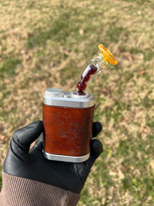 Tinymight Glass 5 Marble Stem implosion- Silver fume/ Transparent Phoenix