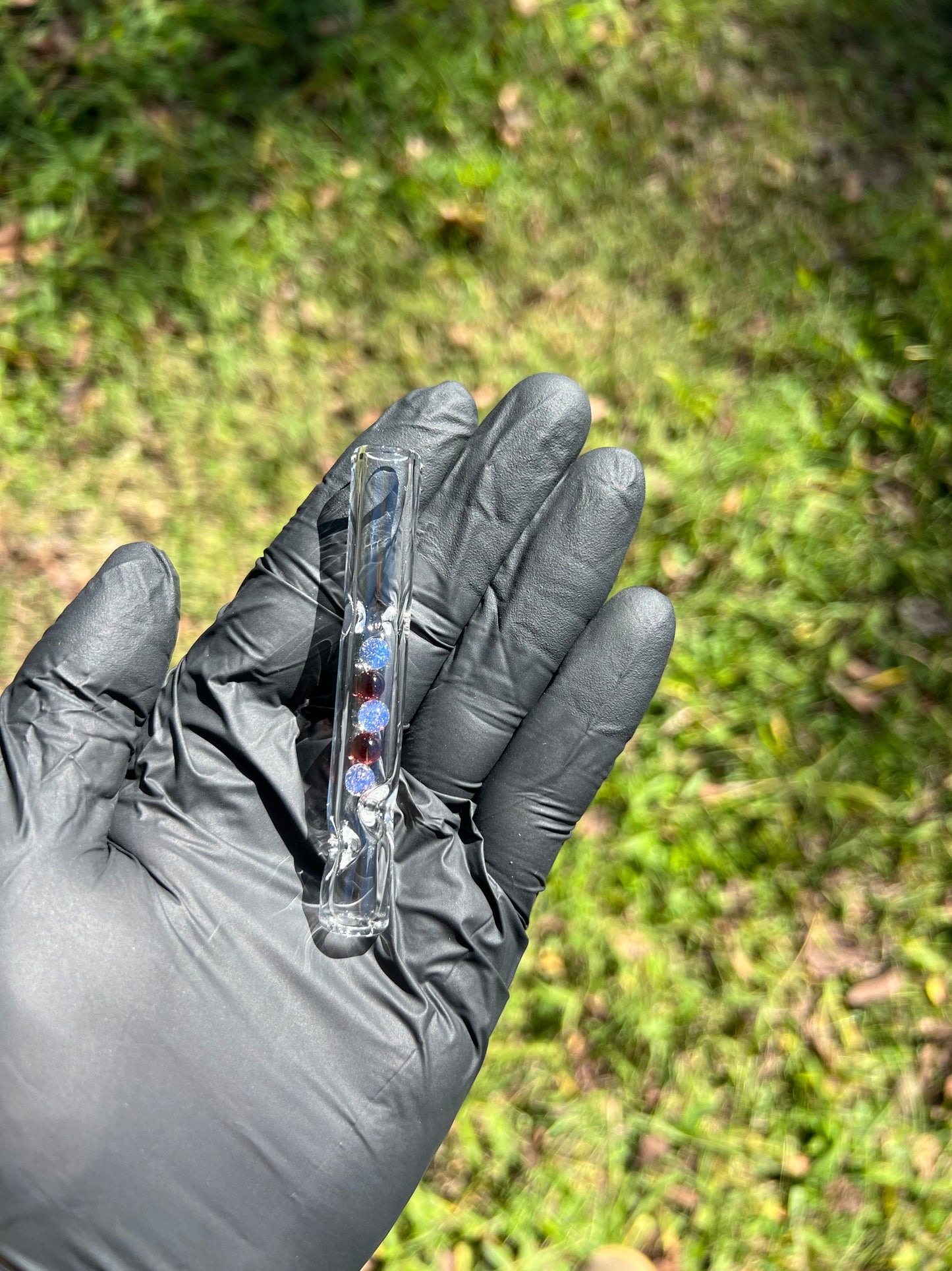 FAT X/ Dynavap Glass Marble Stem- Red/ Secret White