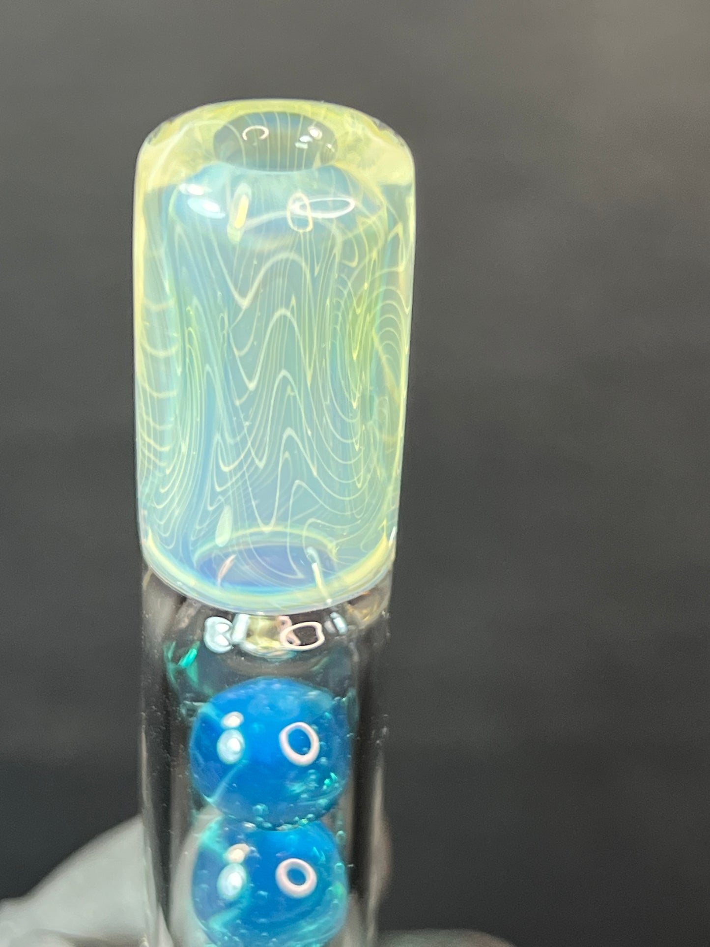 Tinymight Glass 3 Marble Stem w/color mouthpiece - Silver Fume/ Marina #4