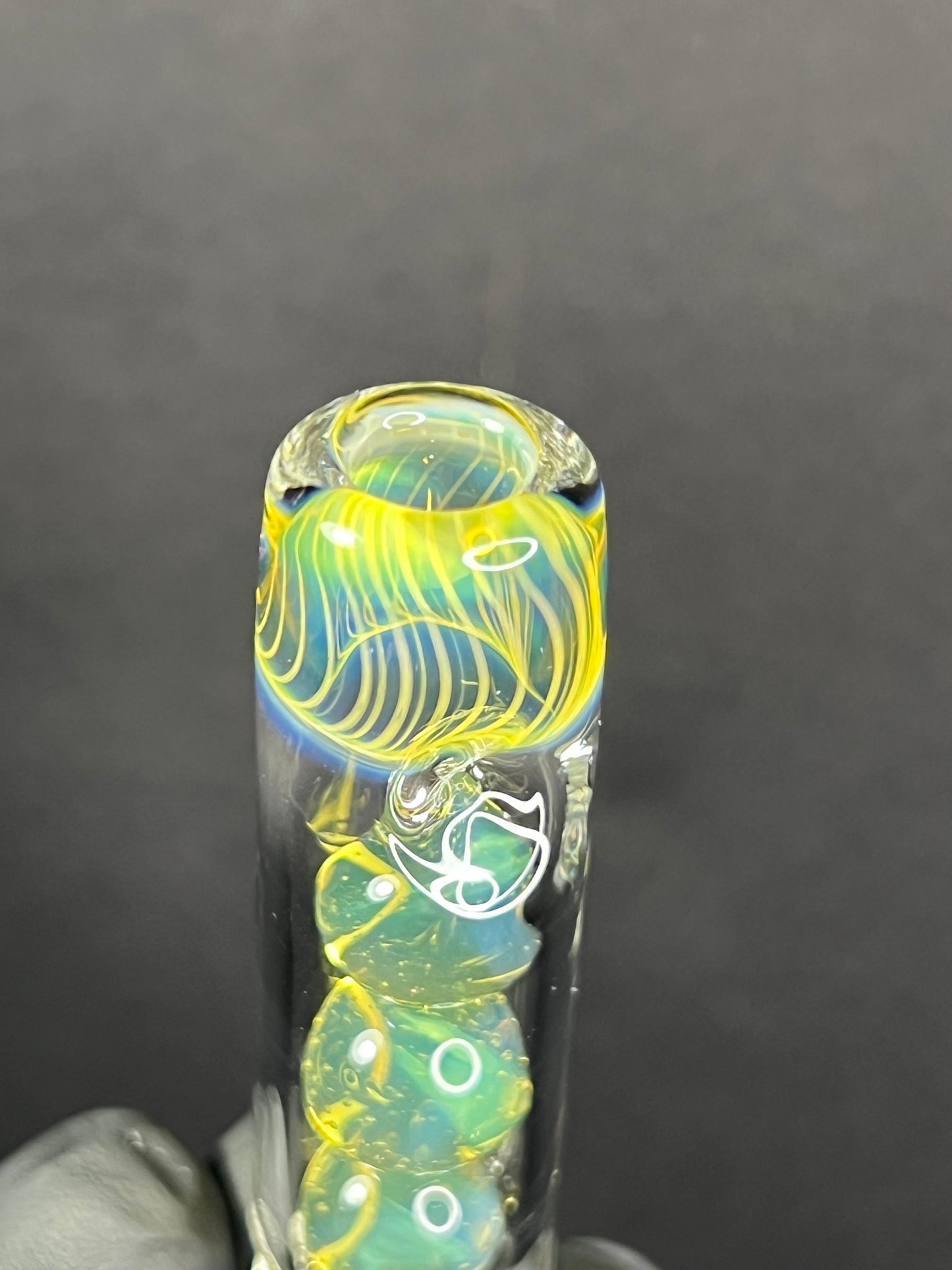 Tinymight Glass 3 Marble Stem w/color mouthpiece - Silver Fume/ milky yoshi (CFL) #1