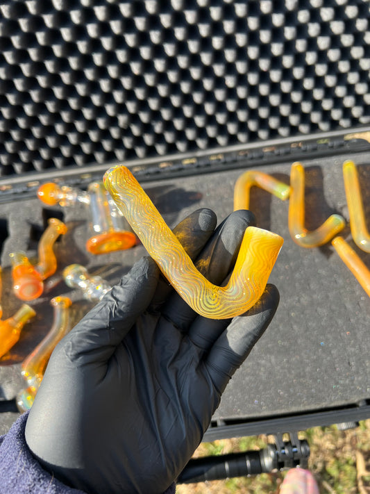 14mm Glass J hook - Silver Fume #5