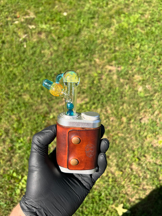 Tinymight Glass 3 Marble Stem implosion- Blue Waves Opal/ Fume