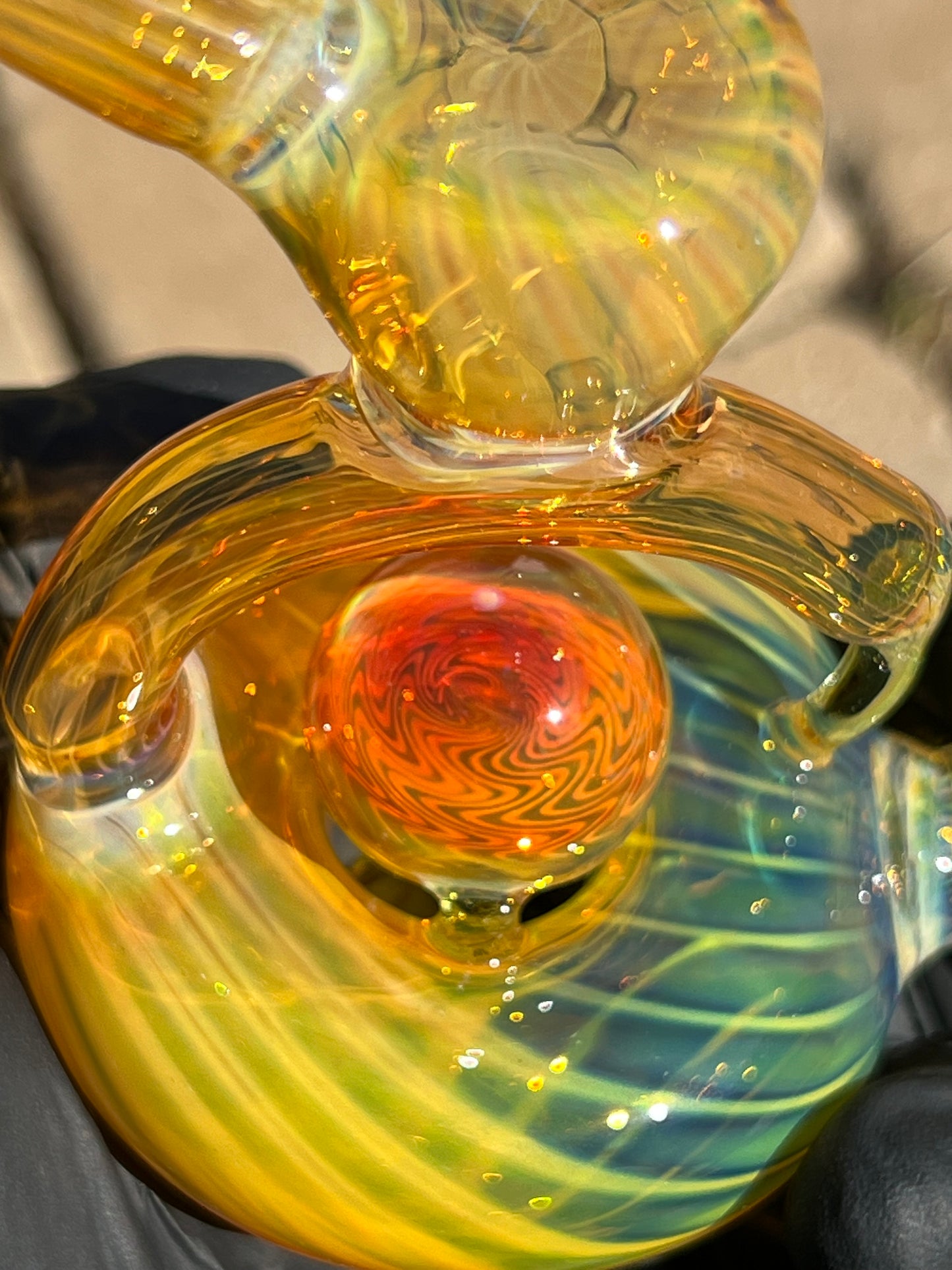 10mm stationary donut w marble - silver fume