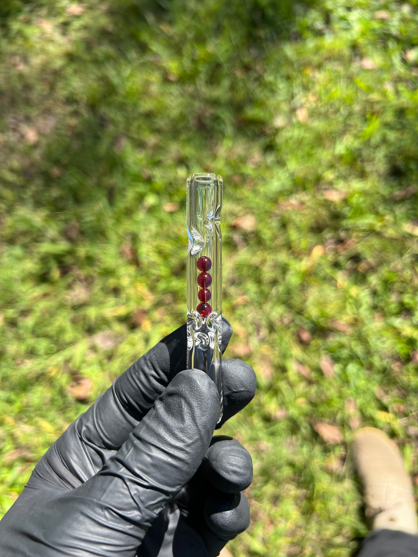 FAT X/ Dynavap Glass Marble Stem- Red