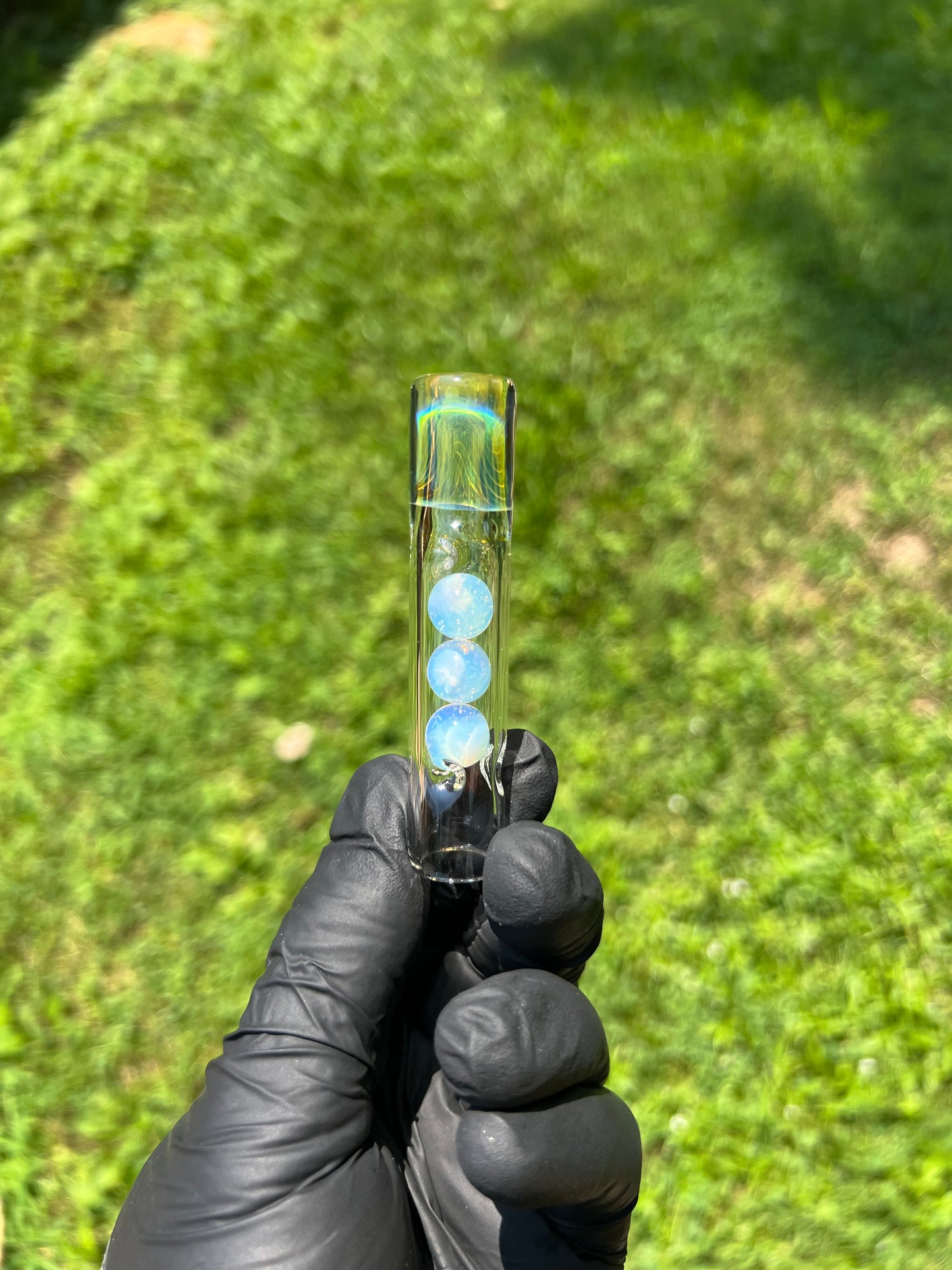 Tinymight Glass 3 Marble Stem w/Fume mouthpiece -White Opal