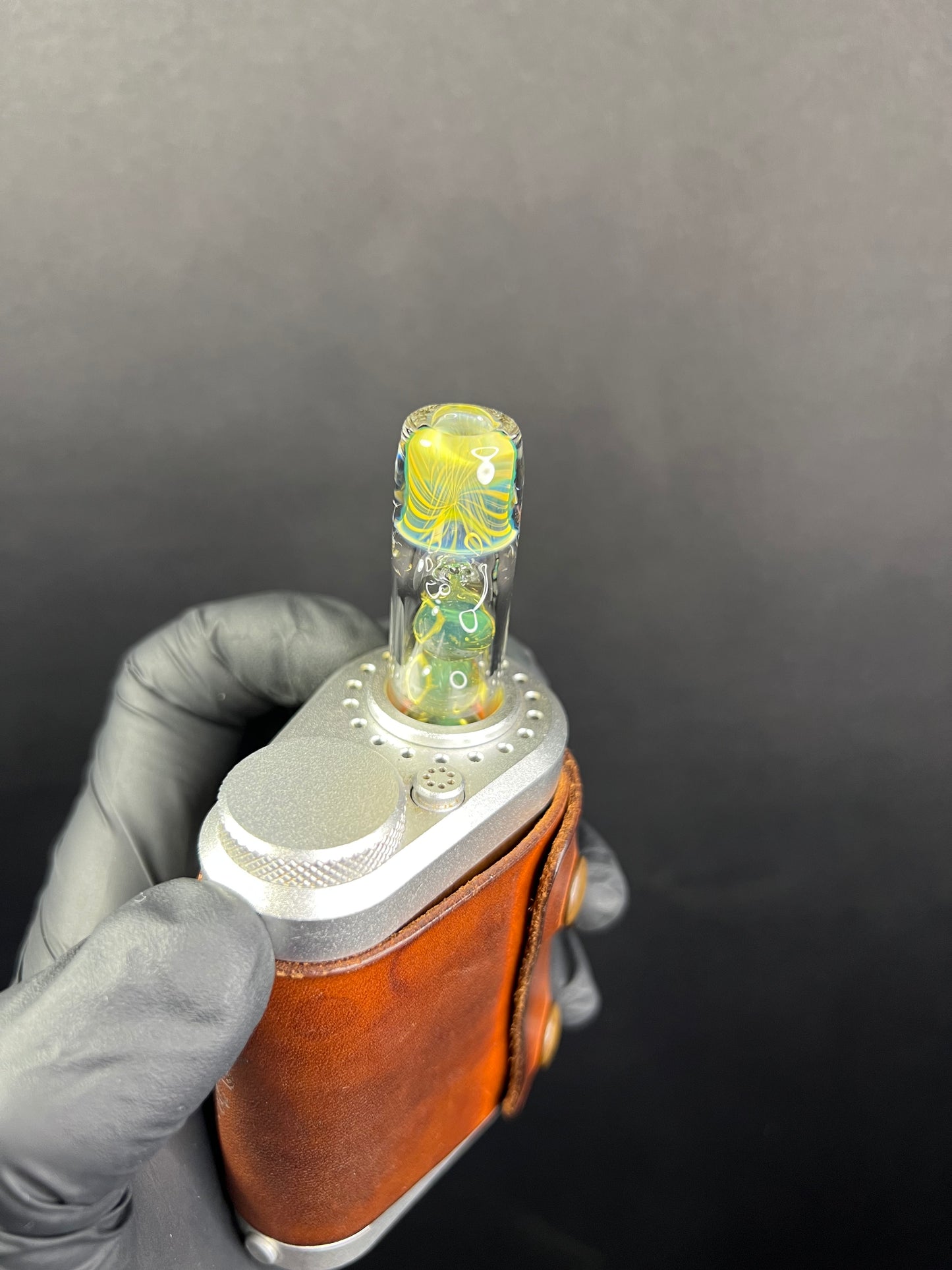 Tinymight Glass 3 Marble Stem w/color mouthpiece - Silver Fume/ milky yoshi (CFL) #2