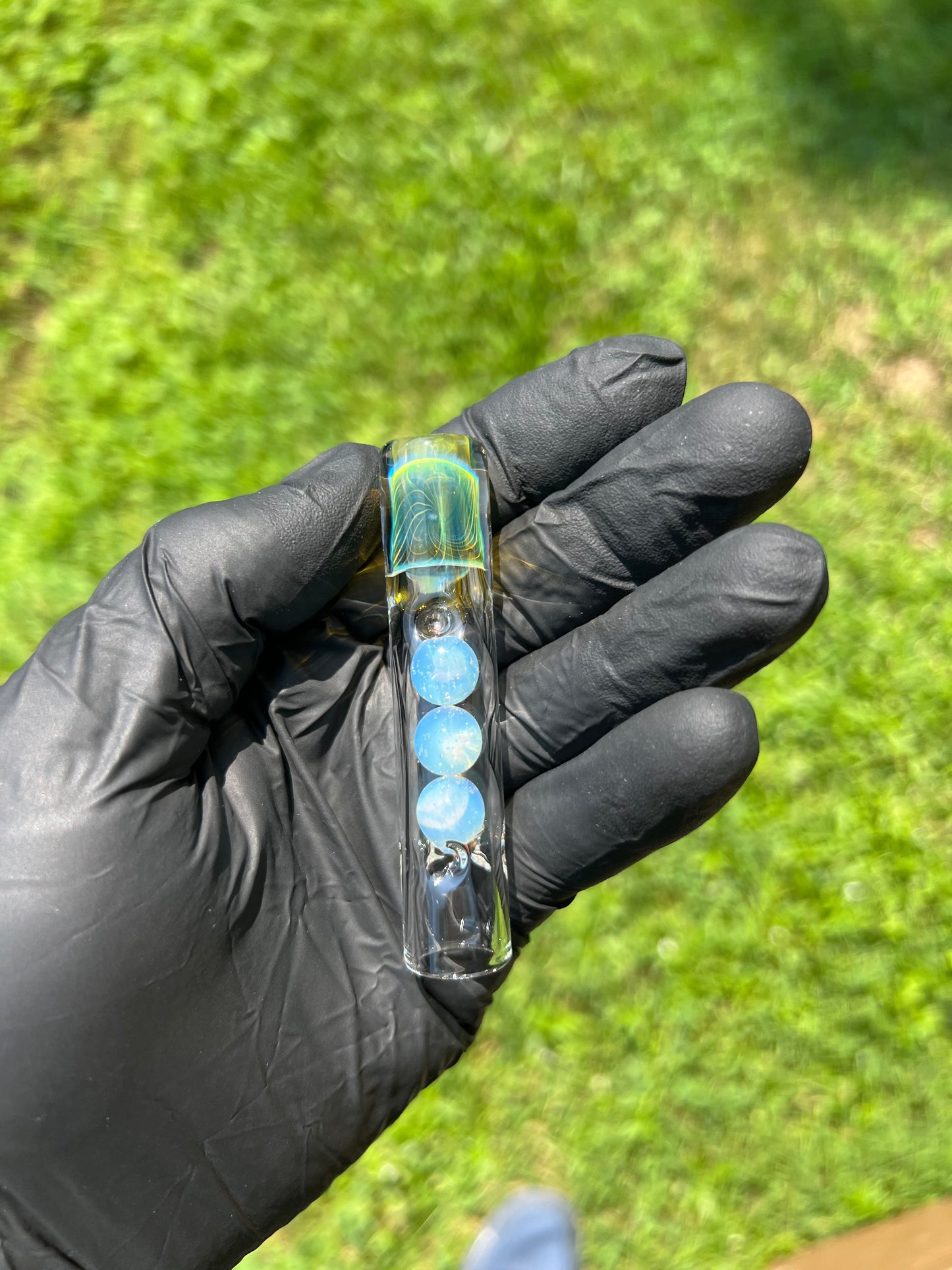 Tinymight Glass 3 Marble Stem w/Fume mouthpiece -White Opal
