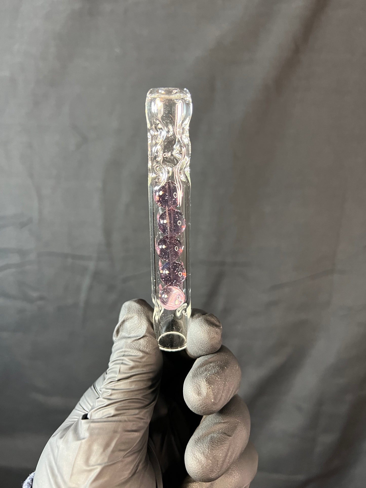 Tinymight Glass 5 Marble Stem w/dimpled mouthpiece - transparent phoenix