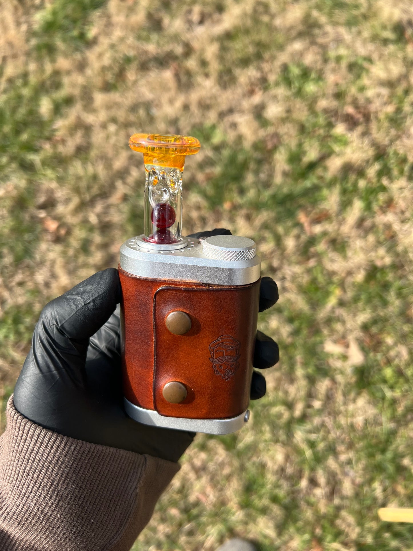 Tinymight Glass 3 Marble Stem implosion- Silver fume/ Transparent Phoenix