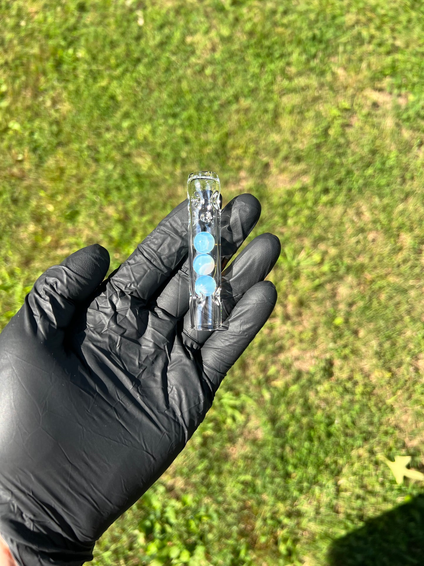 Tinymight Glass 3 Marble Stem w/dimpled mouthpiece - White Opal