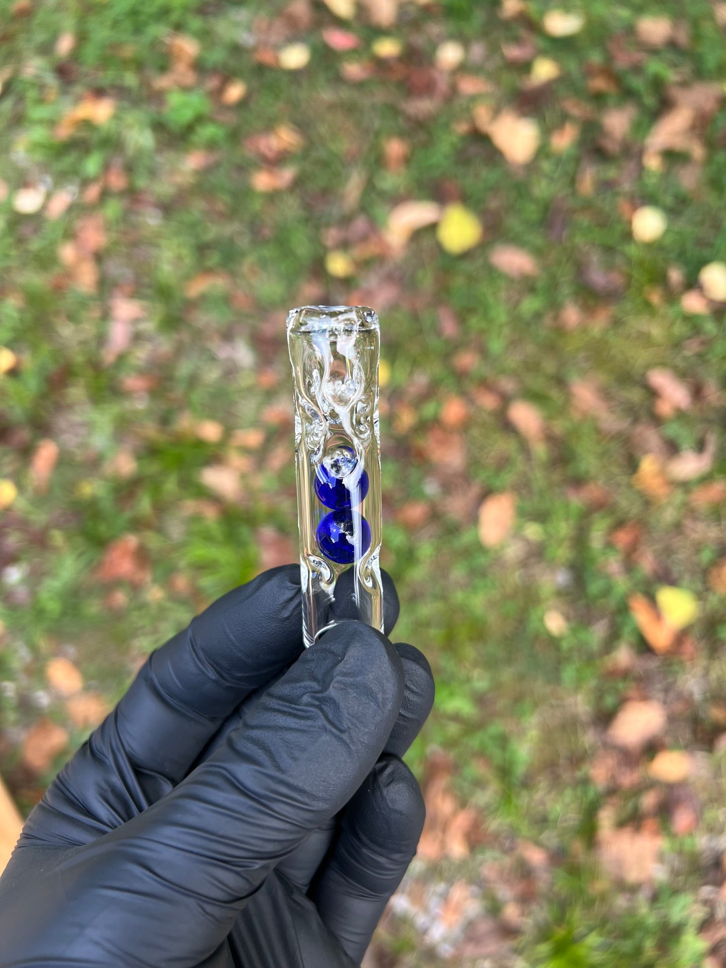 Tinymight Glass 2 Marble Stem w/dimpled mouthpiece - Cobalt
