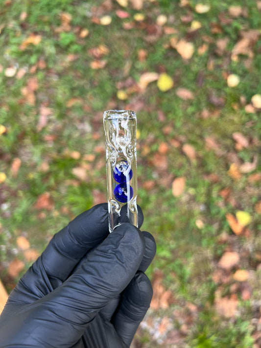 Tinymight Glass 2 Marble Stem w/dimpled mouthpiece - Cobalt