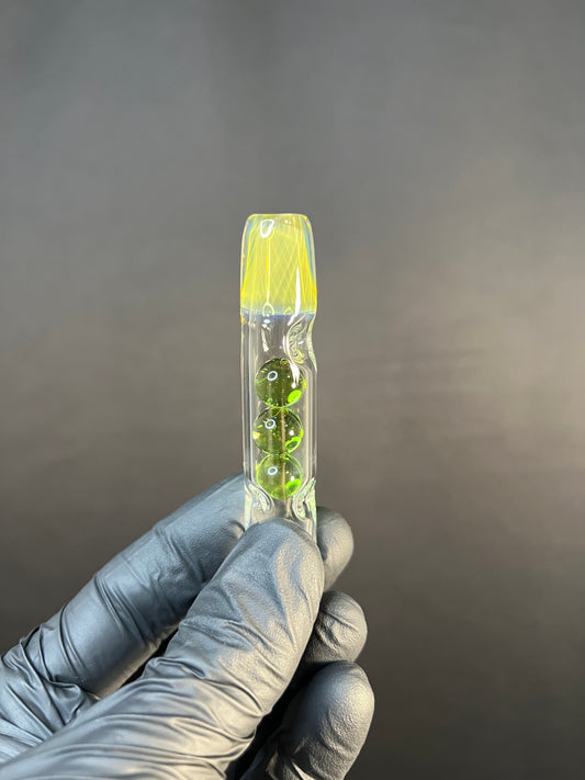 Tinymight Glass 3 Marble Stem w/dimpled mouthpiece -Absinthe/Silver Fume