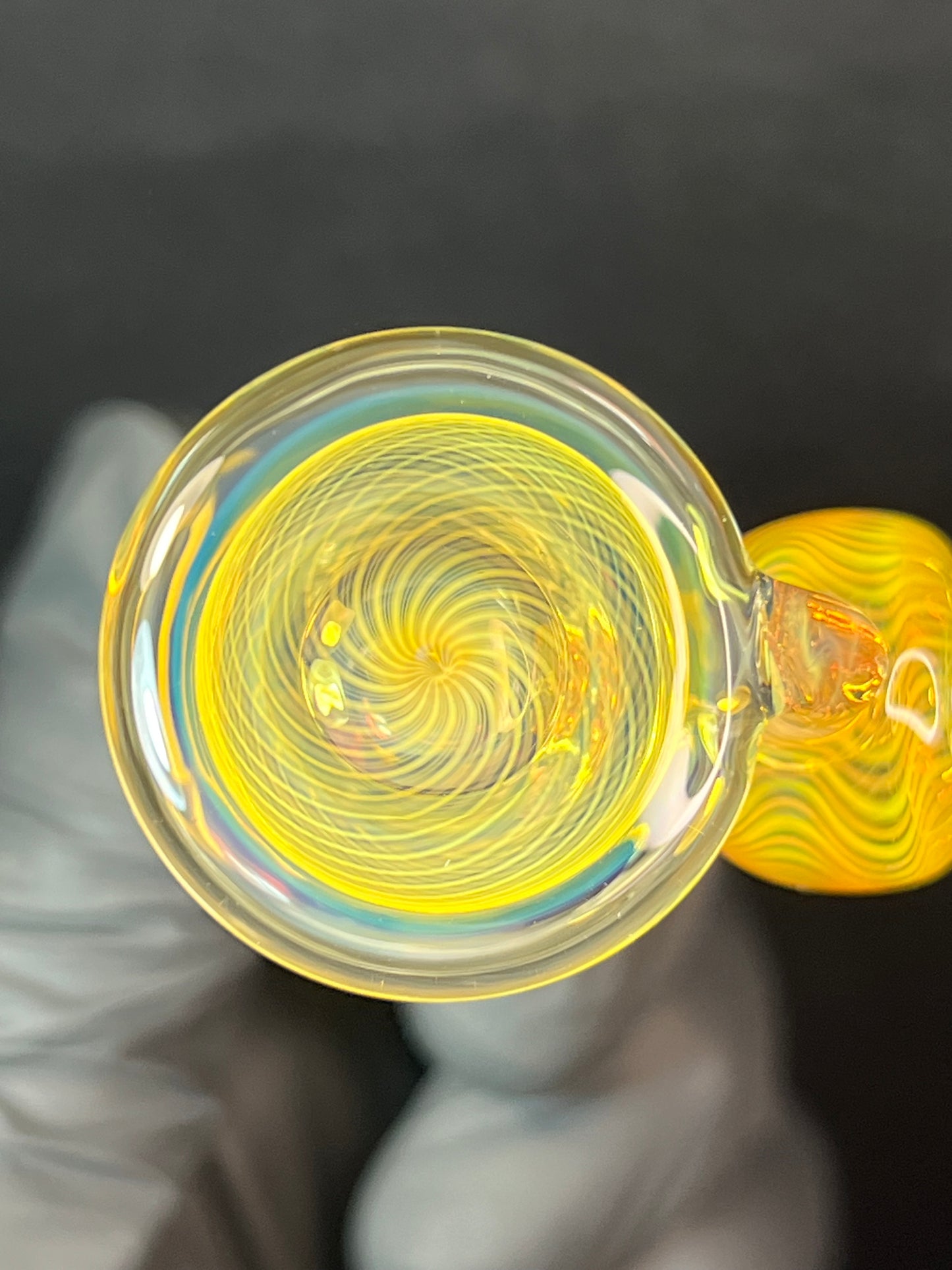 Tinymight Glass 3 Marble Stem implosion- Silver fume/ Milky Yoshi (CFL) #1