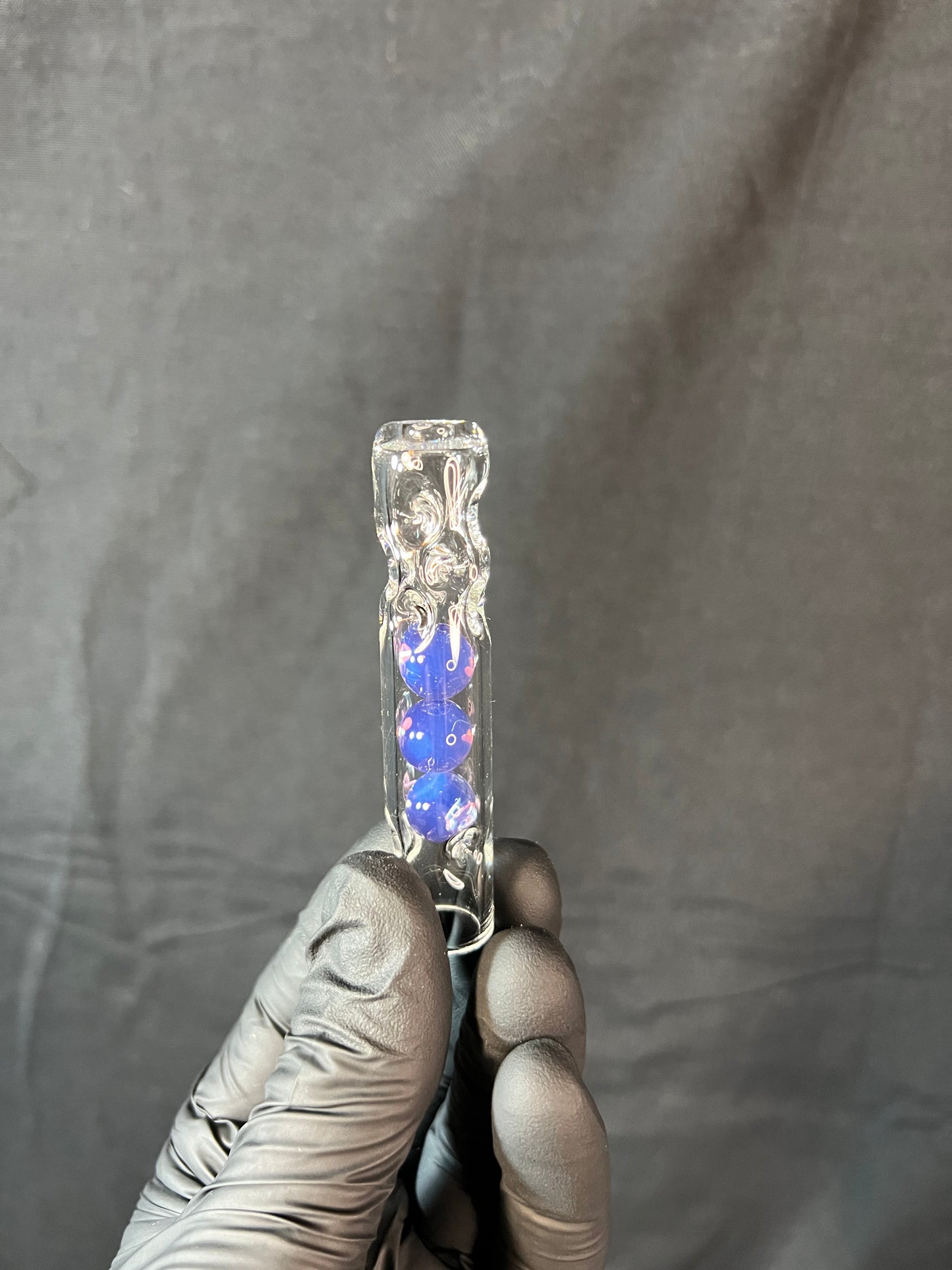 Tinymight Glass 3 Marble Stem w/dimpled mouthpiece - dense purple amethyst #2