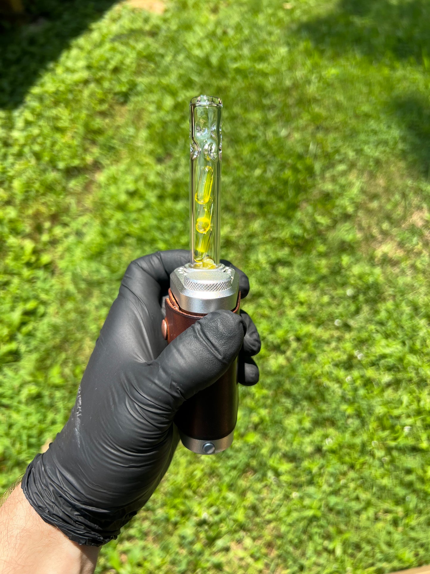 Tinymight Glass 4 Terp Pill Stem w/ dimpled mouthpiece - Yellow opal #1