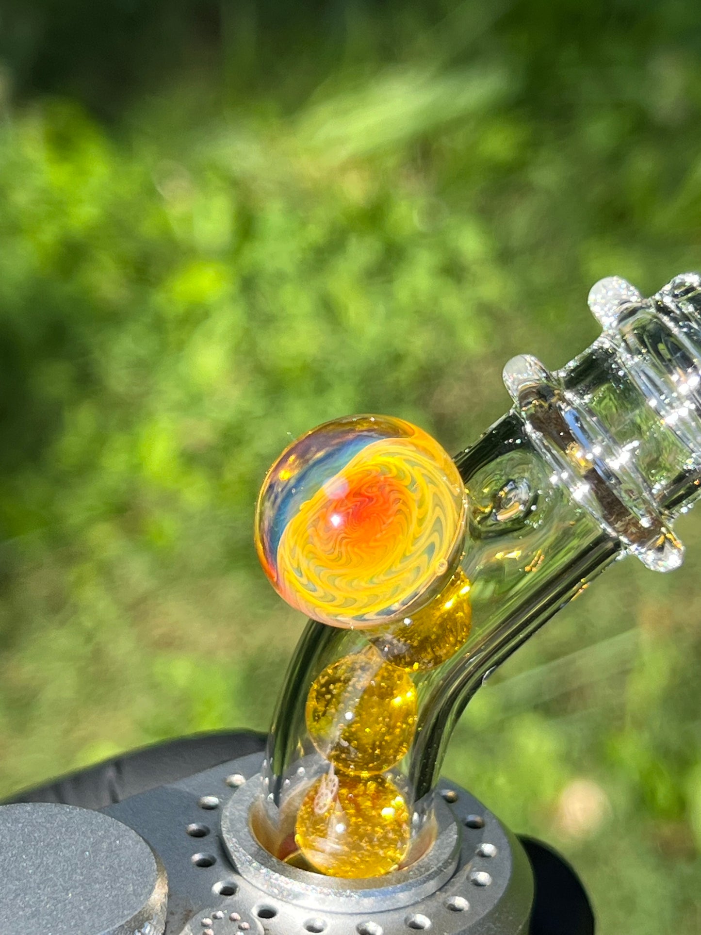 Tinymight Glass 4 Marble Stem w/Blown mouthpiece and Fume Marble- Crush