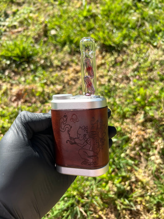 Tinymight Glass 3 Terp Pill Stem w/ dimpled mouthpiece - Transparent Phoenix  #2