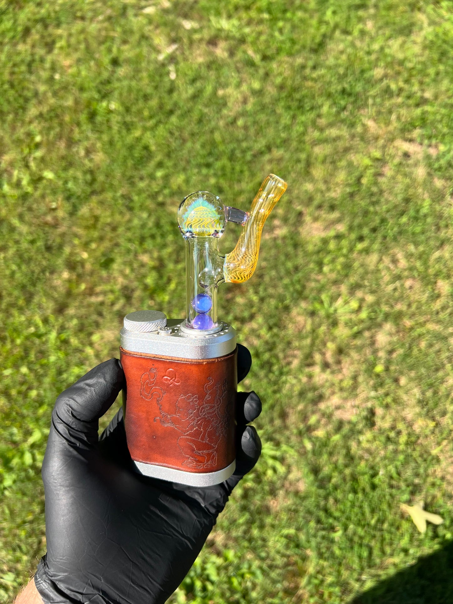 Tinymight Glass 3 Marble Stem implosion- Amethyst Opal / Fume