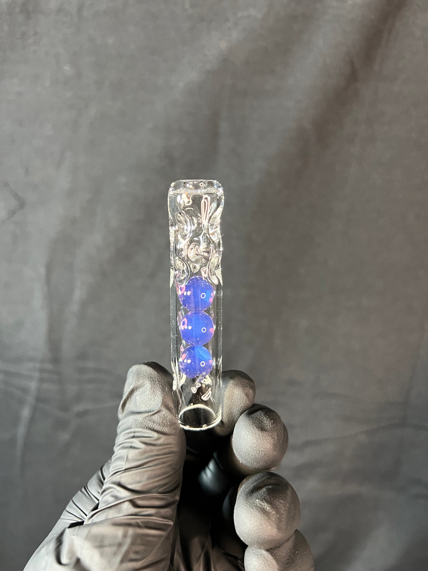 Tinymight Glass 3 Marble Stem w/dimpled mouthpiece - dense purple amethyst #2