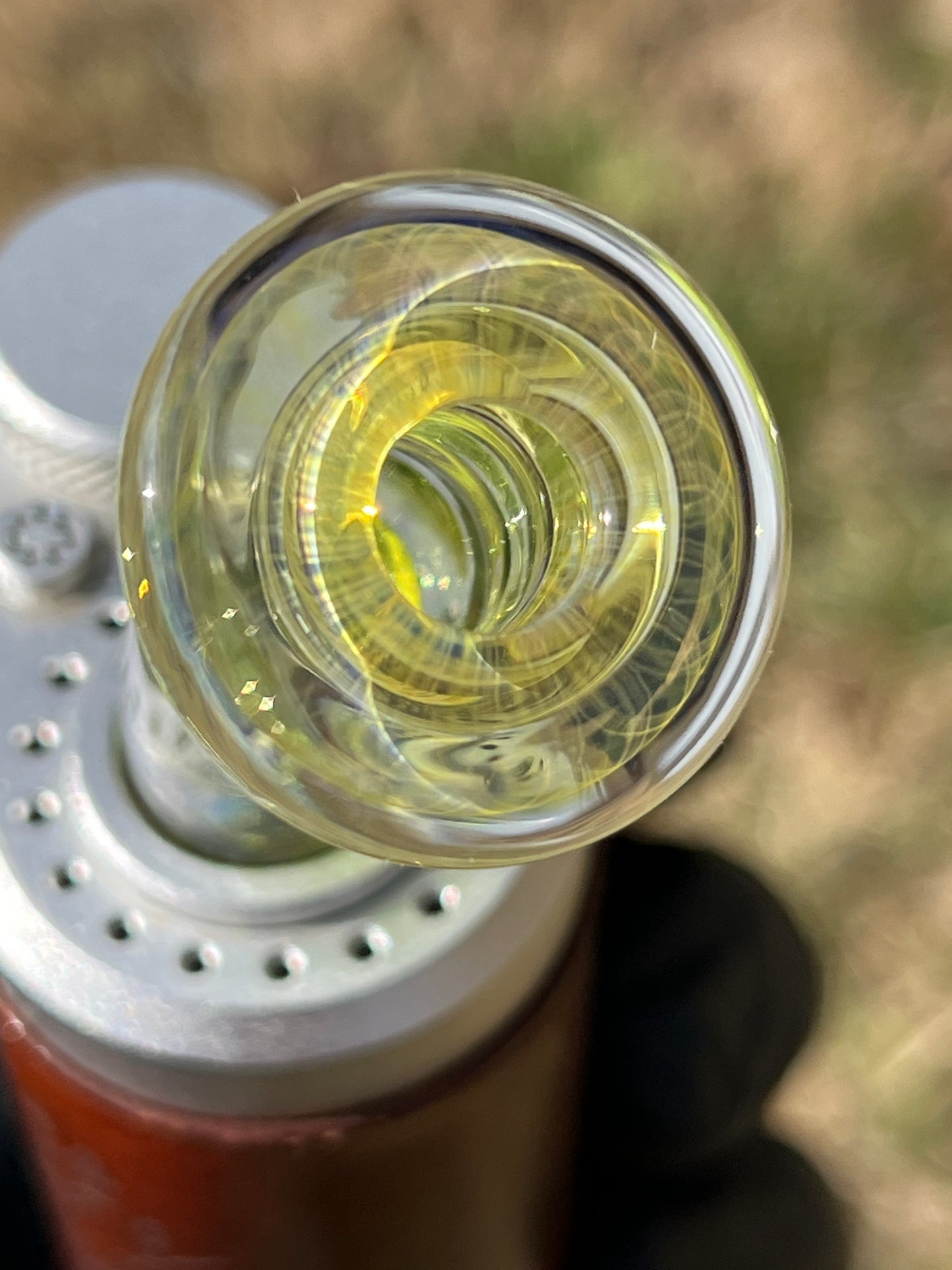 Tinymight Glass 4 Marble Stem implosion- Silver fume/ limeade