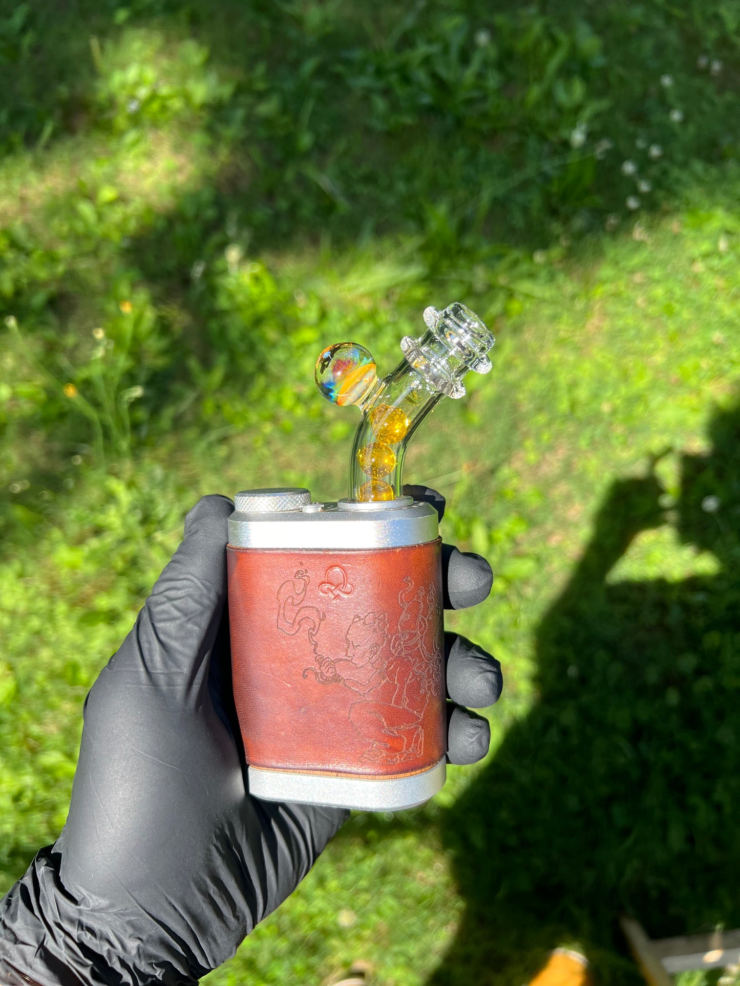 Tinymight Glass 4 Marble Stem w/Blown mouthpiece and Fume Marble- Crush