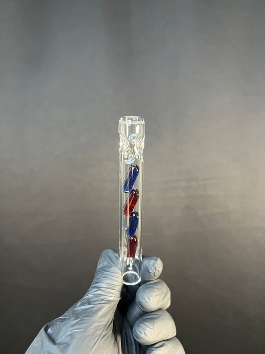 Glass 4 Terp Pill Stem w/ dimpled mouthpiece - Cobalt/ Res