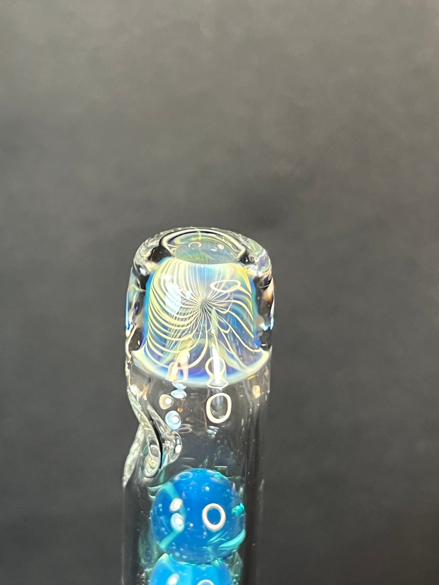 Tinymight Glass 3 Marble Stem w/color mouthpiece - Silver Fume/ Marina #1