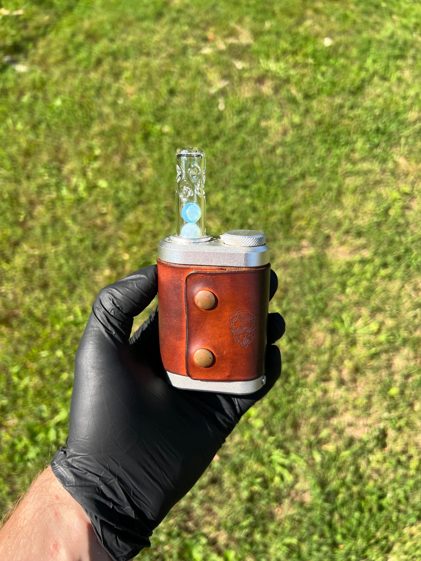 Tinymight Glass 3 Marble Stem w/dimpled mouthpiece - White Opal