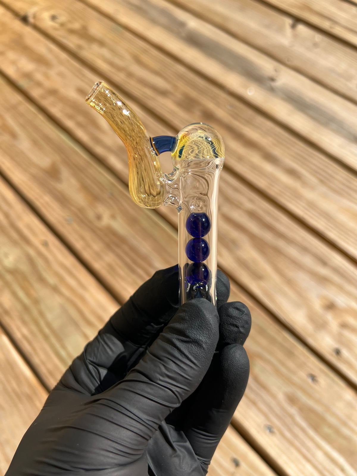 Tinymight Glass 3 Marble Stem implosion- Cobalt/ Fume