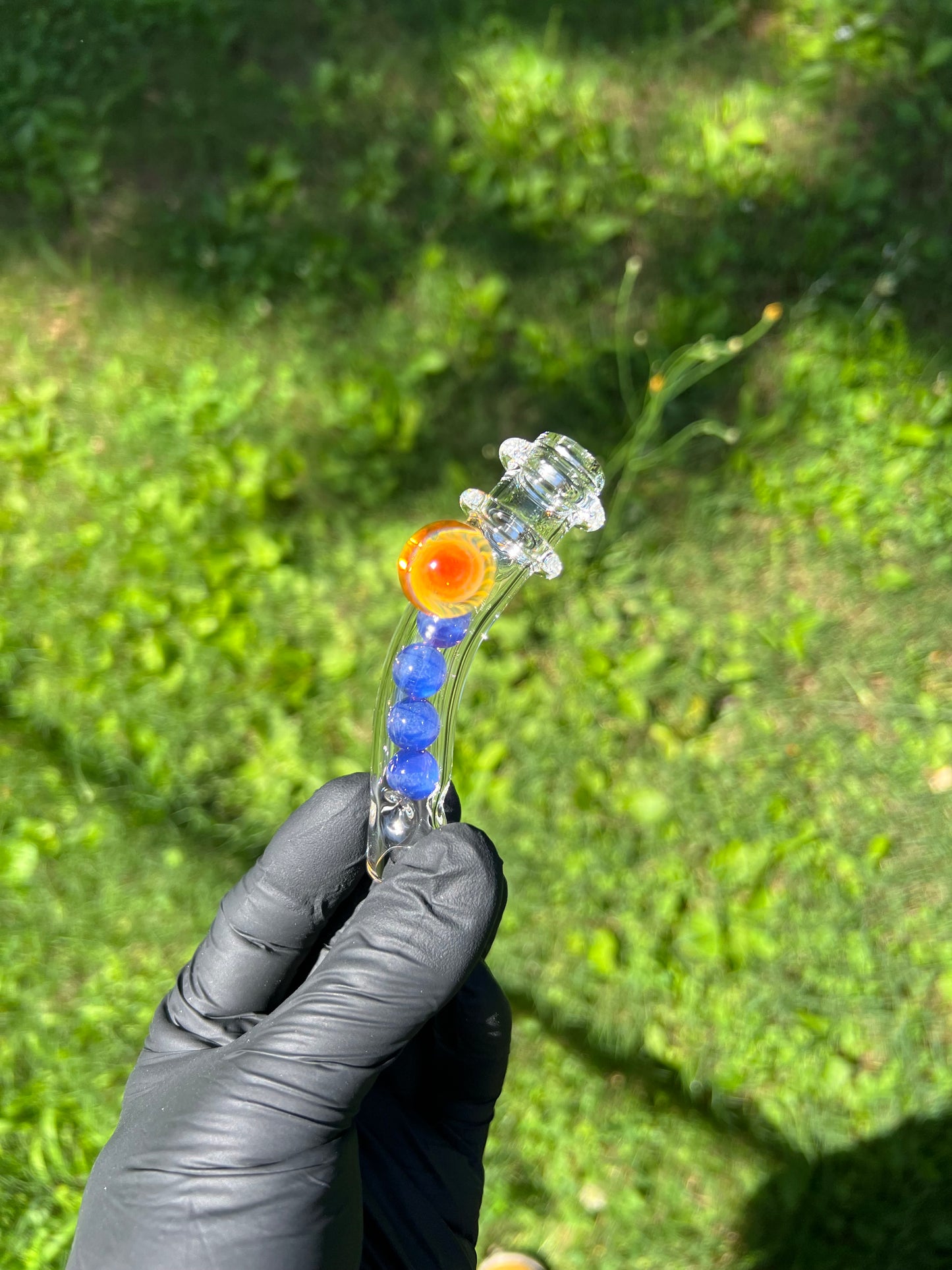 Tinymight Glass 4 Marble Stem w/Blown mouthpiece and Fume Marble- Amethyst Opal