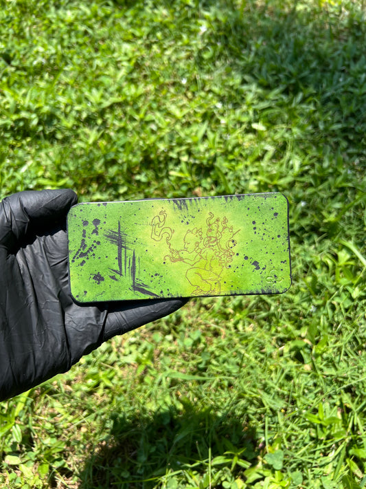 Small Engraved leather mat - green