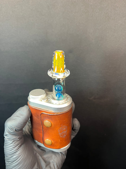 Tinymight Glass 3 Marble Stem w/color mouthpiece - Silver Fume/ Marina #5