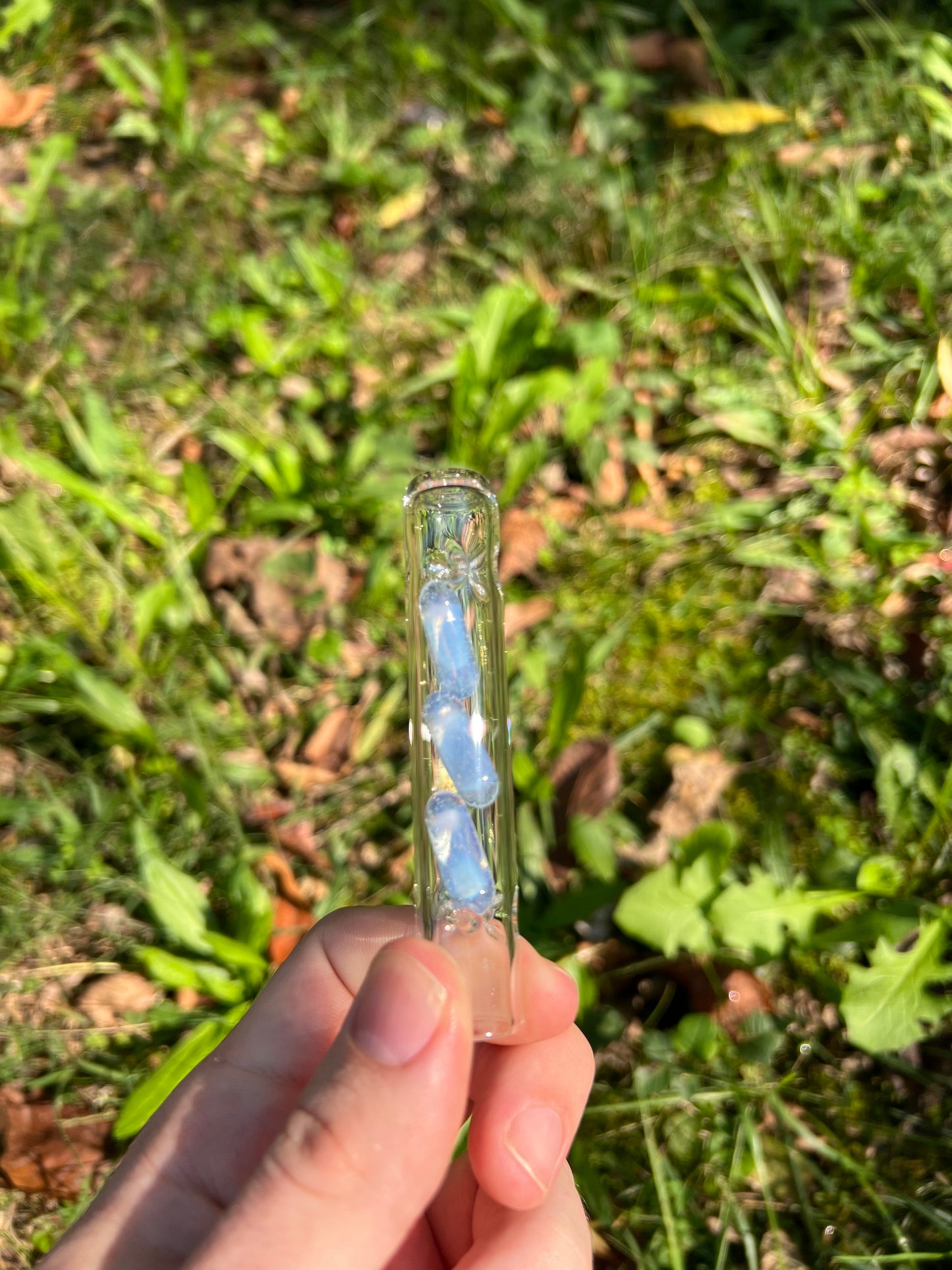 Tinymight Glass 3 Terp Pill Stem w/ dimpled mouthpiece - Secret White