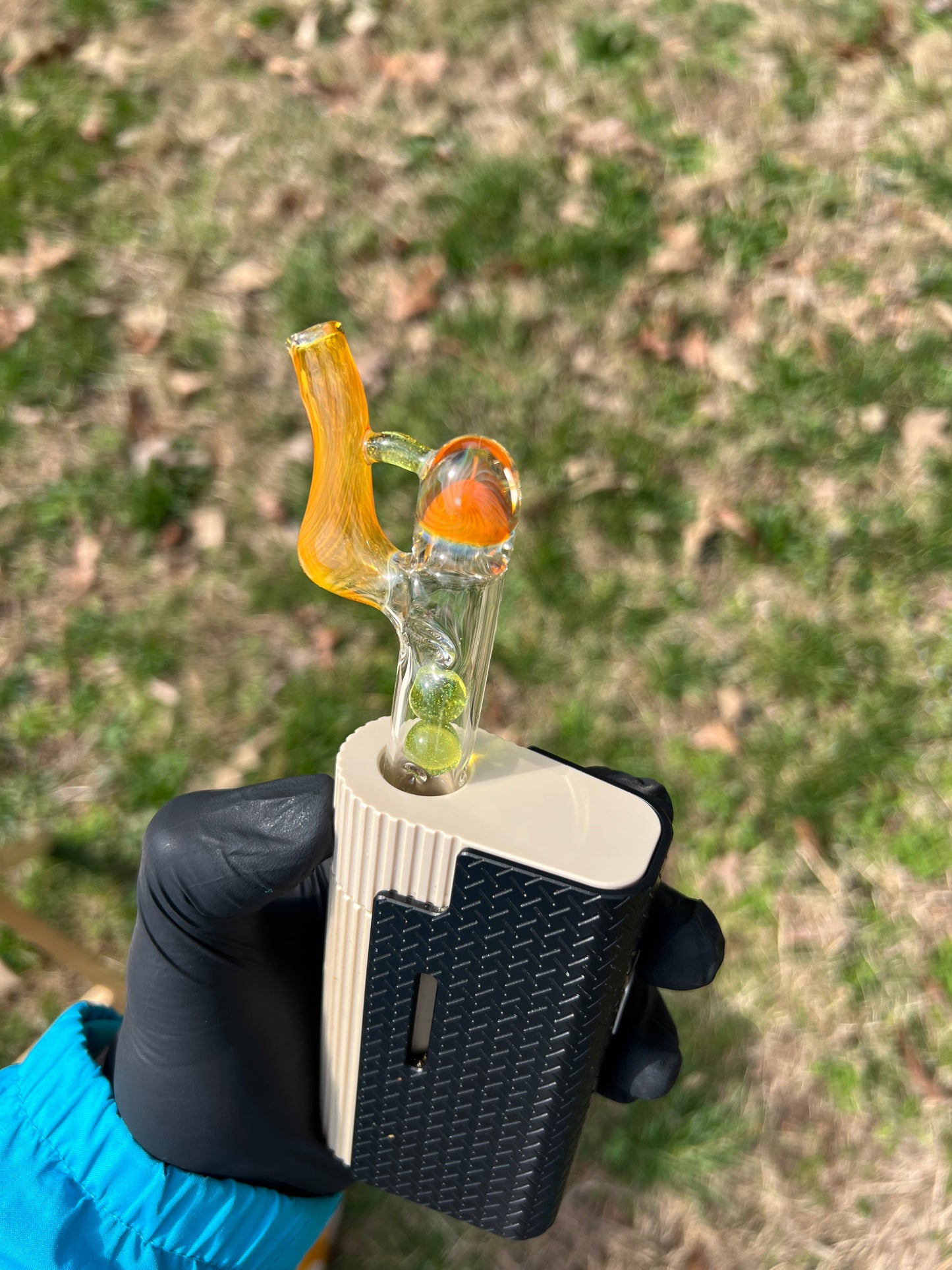 Frolic glass 2 marble implosion stem- Limeade