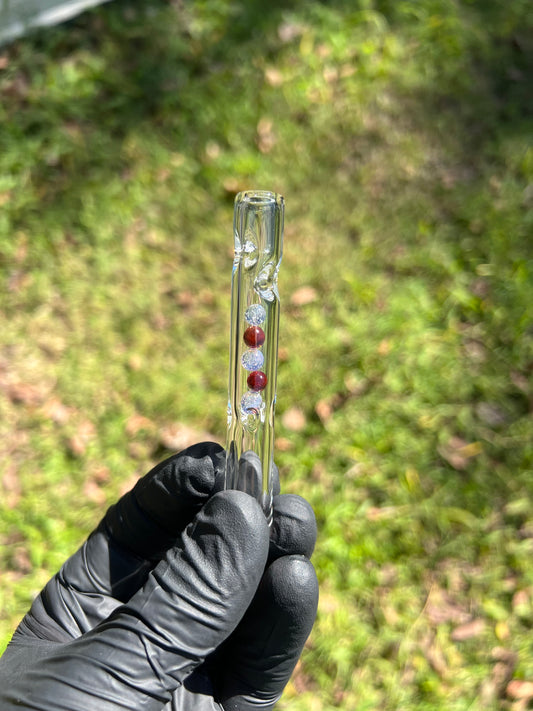 FAT X/ Dynavap Glass Marble Stem- Red/ Secret White