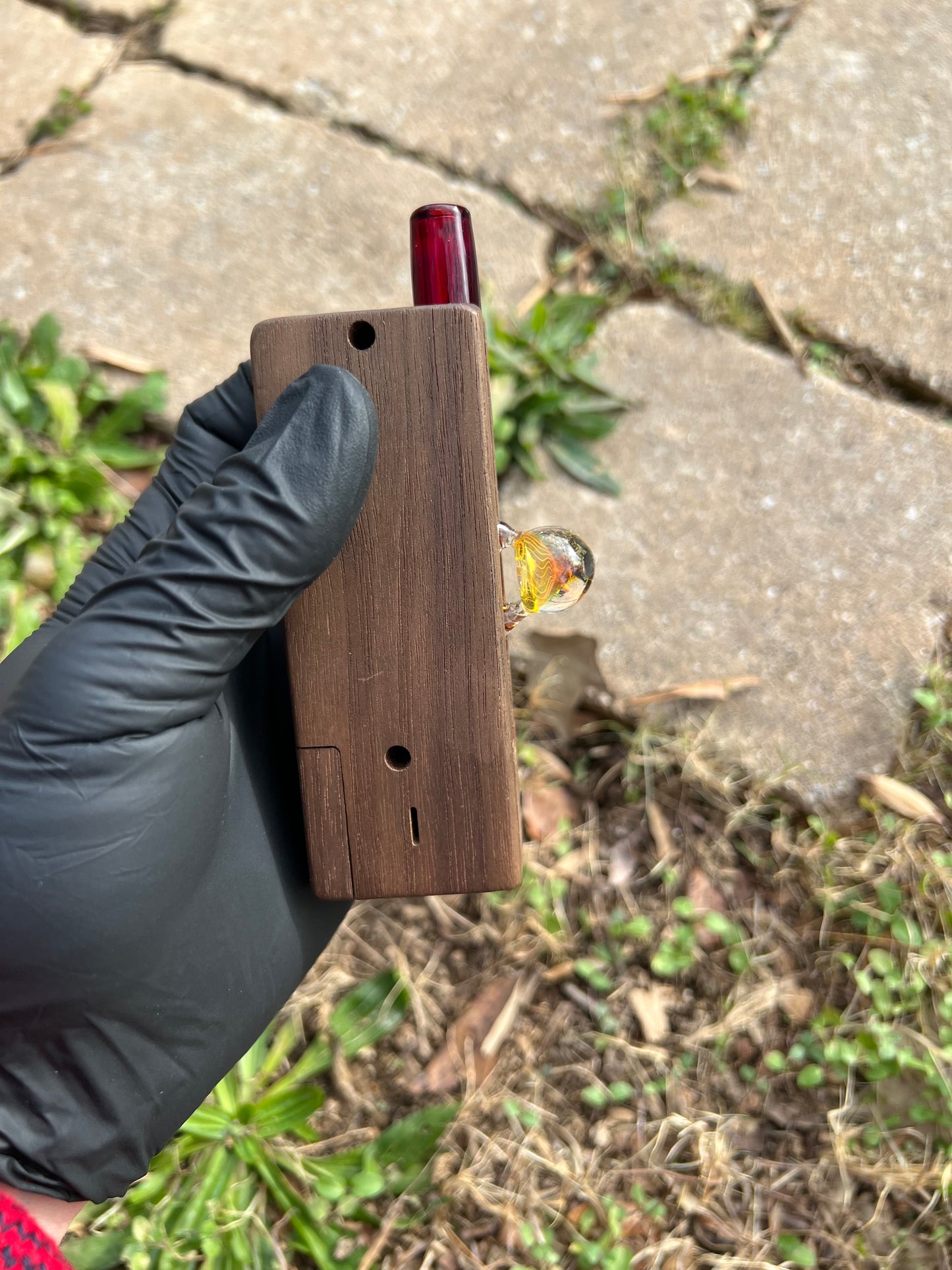 Firewood 11/ Dynavap Glass Terp Pill/ Marble Stem w/fume MP and marble- red/ dense purple amethyst