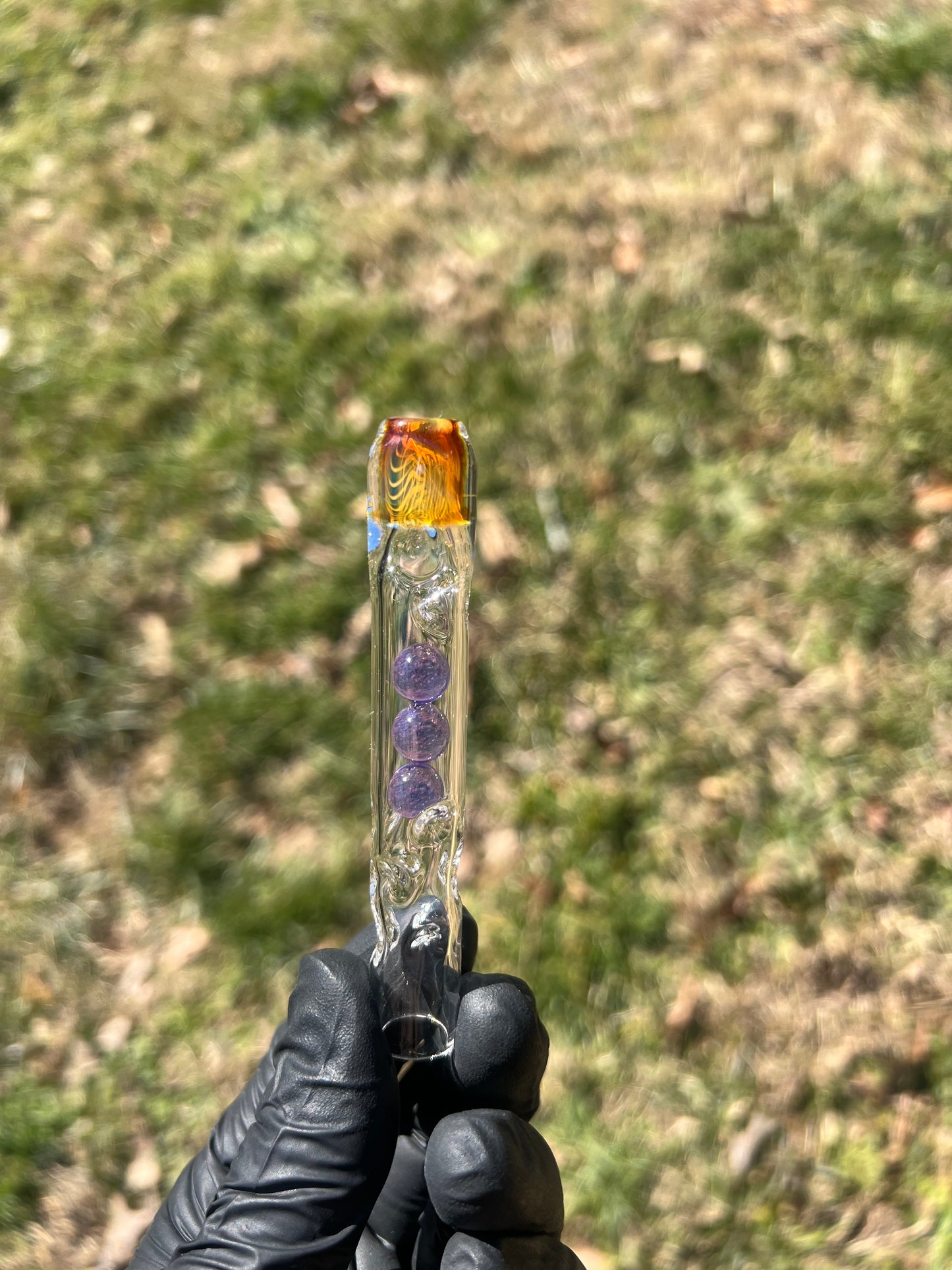 Toad Glass 3 Marble Stem w/color Mp - Dense Purple Amethyst