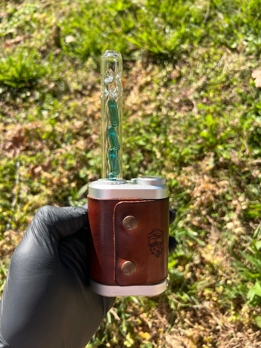 Tinymight Glass 4 Terp Pill Stem w/ dimpled mouthpiece - Blue Waves Opal